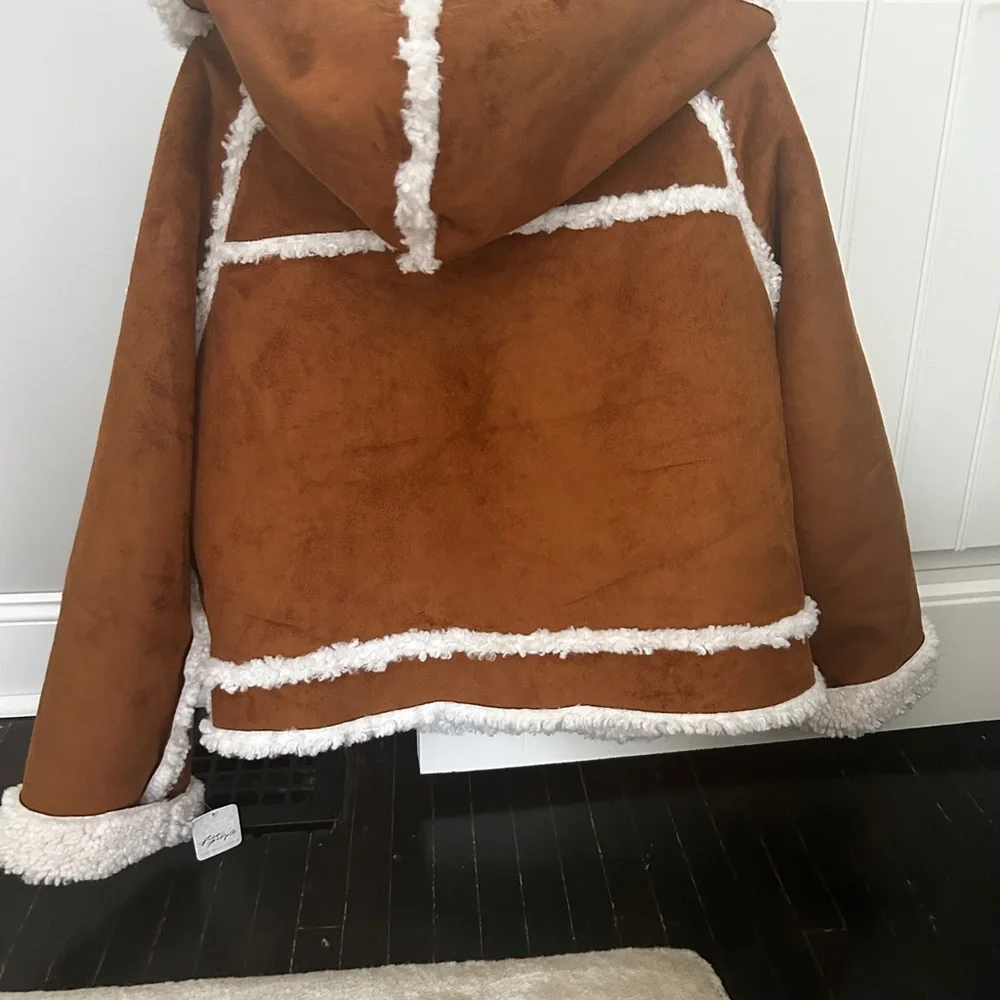 New with tags free people Vegan leather Sherpa coat - Picture 2 of 6